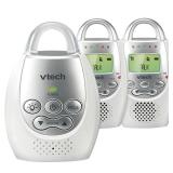 VTech DM221-2 Audio Baby Monitor with up to 1,000 ft of Range, Vibrating Sound-Alert, Talk Back Intercom, Night Light Loop & Two Parent Units, White