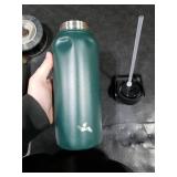 Konokyo 32 oz Insulated Water Bottle Stainless Steel Sport Bottles with 3 Lids,Army Green