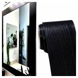 DESOMINOR 32FT Black Border Peel &Stick Black Wood Grain Wallpaper Border Removable Waterproof Bathroom Mirror Frame Sticker (Black, 3.93Inch X 32.8Ft)