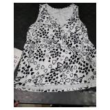 Heart Print V-Neck Sleeveless Tank Top Small