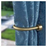 Premium Curtain Holdback, Quality Metal Decorative Curtain Holdbacks with Zinc Alloy Cap Finials,Rust-Proof, Set of 2 Window Curtain Holdbacks,Brass
