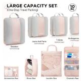 10 Set Compression Packing Cubes for Travel Gifts Women Mom,OlarHike Luggage Clothes Organizer for Travelers,Airplane/Cruise/Car/Train Travel Essentials,Compressible Expandable Saver Space Bags(Beige)