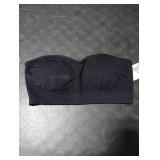 ANGOOL Strapless Bras for Women Wirefree Non-Slip Tube Top Invisible Bralette Seamless Padded Bandeau Bra, Black, L