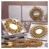 Namalu 6 Pcs Sunburst Mirror for Wall Decor, Small Circle Sun Espejos Decorative Mirror Hanging for Art Entryway Home Decor Bathroom Bedroom Living Room(Elegant,Gold)