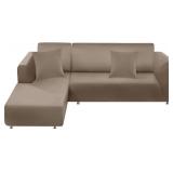 BT.WA Couch Cover L Shape Sectional Sofa Cover 2-Piece Soft Stretch Sofa Slipcover Furniture Protector Couch Slipcover with 2Pcs Pillowcases (Sofa 3 Seater + 3 Seater, Tan)
