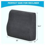 TANYOO Back Support Pillow for Recliner Dual Layer Lumbar Support Pillow with Gel Memory Foam Ergonomic Orthopedic Lumbar Cushions for Elderly Lower Back Pain Relief Washable Cover Dark Grey