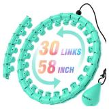 JKSHMYT Weighted Hula Circle Hoops for Adults Weight Loss, Infinity Fit Hoop Plus Size, 30 Detachable Links, Exercise Hoop for Women and Beginners (Cyan)