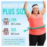 JKSHMYT Weighted Hula Circle Hoops for Adults Weight Loss, Infinity Fit Hoop Plus Size, 30 Detachable Links, Exercise Hoop for Women and Beginners (Cyan)