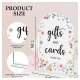 Cards And Gifts Sign, Arch Acrylic Wedding Sign, 5x7 Inch, Wedding Sign Decoration for Wedding Reception & Event Party Table, Bridal Shower Baby Shower Favors for Guests (Wildflower)
