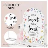 Wedding Signs Decor, Love is Sweet Sign for Dessert Table, Wedding Supplies 5x7 Inch, Wedding Signs for Ceremony And Reception, Arch Acrylic Table Sign for Anniversary And Event (Wildflower)