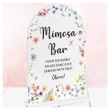 Wedding Sign Decor, Arch Acrylic Mimosa Bar Sign, Wedding Sign for Reception & Event Party,Bridal Shower Decorations, Wedding Table Sign Accessories for Anniversary And Event 5x7 Inch (Wildflower)