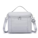 NOL Natural Organic Lifestyle Insulated Lunch Bags for Women Cooler Bag Lightweight Nylon Waterproof Lunch Box For Work (Gray White, Medium(normal))