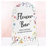 Wedding Sign Decor, Flower Bar Sign, 5x7 Inch Arch Acrylic, Wedding Sign for Reception & Event Party, Bridal Shower Decorations, Wedding Table Sign Accessories for Anniversary And Event (Wildflower)