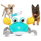 HONGID Crawling Crab Dog Toys,Escaping Crab Dog Toy with Obstacle Avoidance Sensor,Interactive Dog Toys with Music Sounds & Lights for Dogs Cats Pets,Christmas Toy Gifts for Puppy/Small/Medium Dogs
