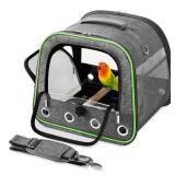 Suertree Upgraded Small Bird Carrier, Lightweight and Portable Travel Bird Cage with Stand and Easy Clean Tray, Parrot Parakeet Cockatiels Bird Travel Cage