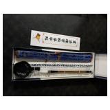 MEGREZ 4 Set No Ink Chinese Calligraphy Practice Set, Water Writing Cloth Calligraphy Comes with Magic Cloth, Brush Pen, Water Dish, Copy for Beginners, Blue