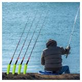 2 Pack Fishing Rod Holders, Bank & Beach Support Stand - Reinforced PVC, 2 Free Fishing Rod Bait Alarm Bells (Green) MISSING PIECES