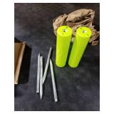 2 Pack Fishing Rod Holders, Bank & Beach Support Stand - Reinforced PVC, 2 Free Fishing Rod Bait Alarm Bells (Green) MISSING PIECES