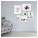 iRahmen 5x7 Picture Frame Set of 4, High Definition Glass Distressed White Frame, 5 x 7 Wood Photo Frames for Tabletop Display and Wall Mounting