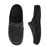 ADAX Plantar Fasciitis Slippers for Women with Arch Support,Wide Canvas Orthotic Slipper for Women,Slip on Clog House Slipper with Indoor Outdoor Anti-Skid Rubber Sole,Black 6.5