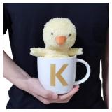 ZaH 16oz Coffee Mug Alphabet Ceramic Mug ABC Letter Cup for Women Men Boys Girls - Home Decoration Initial A-Z Mug (M)