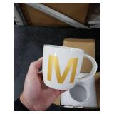 ZaH 16oz Coffee Mug Alphabet Ceramic Mug ABC Letter Cup for Women Men Boys Girls - Home Decoration Initial A-Z Mug (M)