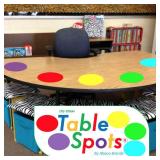 New Larger Size! | The Original Table Spots for Teachers | No Staining, No Shadowing, Complete Erase! Dry Erase, 10 Pack Multicolor Circles, Wall Stickers, Decals