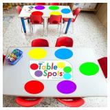 New Larger Size! | The Original Table Spots for Teachers | No Staining, No Shadowing, Complete Erase! Dry Erase, 10 Pack Multicolor Circles, Wall Stickers, Decals