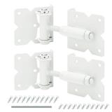 SANKINS Self Closing Gate Hinges Heavy Duty Hardware Hinges for Wooden/Vinyl/PVC Fences, 90 Degree Adjustable Gate Hinge with Installation Screws and Swing Adjuster Tool, 2 Pack/Set, White