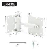 SANKINS Self Closing Gate Hinges Heavy Duty Hardware Hinges for Wooden/Vinyl/PVC Fences, 90 Degree Adjustable Gate Hinge with Installation Screws and Swing Adjuster Tool, 2 Pack/Set, White