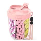 Large Pill Organizer,Supplement Organizer for 7 Different Vitamins,Pill Dispenser with Anti-Mixing Design,Easy to Retrieve Meds, (Pink)