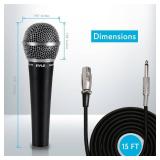 APPEARS NEW - Pyle Microphone, Dynamic Cardioid, XLR Cable Included, Unidirectional, Rugged Construction, Built-in Pop Filter, Perfect for Stage & Studio, High Gain, Ultra-Wide Frequency Response, 15f
