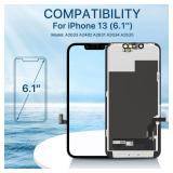iPhone 13 Screen Replacement Kit 6.1 LCD Display 3D Touch Full HD Digitizer Full Assembly Repair Kits Screen Protector for A2633 A2482 A2631 A2634 A2635 (not for 13 mini,Pro,Promax)