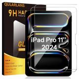 FACTORY SEALED - Qularlans 2 Pack Screen Protector for iPad Pro 11 Inch 2024 M4 (5th Generation) Tempered Glass, Model A2836/A2837/A3006, HD Anti Scratch, Face ID and Apple Pencil Compatible