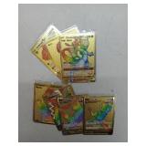 APPEARS NEW - 7 Piece Velaco Gold Metal Pokemon Cards- UNAUTHENTICATED