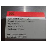 Whirlpool - 30 inches - Recirculating - Under cabinet Range Hood - Stainless Steel Model UXT4030ADS