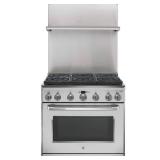 GE - 36in Professional 30in-36in Adjustable Height Backsplash with Shelf - Silver Model UXADJB36PSS