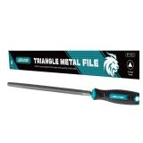 LIBRATON 8-Inch Triangle Metal File, Metal File Tool, High Carbon Steel File with Ergonomic Handle, Hand File for Metal, Metalworking, Wood, Plastic, Triangle File for Refining, Shaping and Scraping