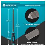 LIBRATON 8-Inch Triangle Metal File, Metal File Tool, High Carbon Steel File with Ergonomic Handle, Hand File for Metal, Metalworking, Wood, Plastic, Triangle File for Refining, Shaping and Scraping