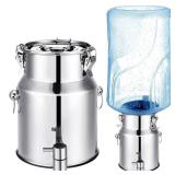 Tioncy Stainless Steel Water Dispenser 1.3 gallon Countertop Drink Dispenser with Spigot and Airtight Lid for Up To 5 Gallon Bottle Metal Drink Dispenser for Home Office Indoor Outdoor Supplies