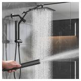 Veken 10\" Luxurious All Metal Rain Shower Head with Handheld Spray Combo, High Pressure Rainfall Square Shower Heads with Extension Arm, Wide Dual Showerhead, Bathroom Accessories, Matte Black - Reta