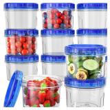HOMETALL Freezer Storage Containers, [12 Pack-16 Oz] Airtight Plastic Food Storage Containers with Twist Top Lids, Soup, Meal Prep Containers | BPA Free | Stackable | Leakproof