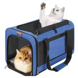 GAPZER Pet Carrier Large Cats 20 lbs Top Load/Soft Sided Small Dog Travel Carriers/Collapsible Carrier Bag for Medium Cat Puppy/Sturdy Transport Carriers Long Trips/Medium Cats 15 pounds Blue