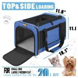 GAPZER Pet Carrier Large Cats 20 lbs Top Load/Soft Sided Small Dog Travel Carriers/Collapsible Carrier Bag for Medium Cat Puppy/Sturdy Transport Carriers Long Trips/Medium Cats 15 pounds Blue