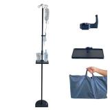 Heavy Duty Solid Base IV Pole Stand with 4 Hooks,Intravenous Foldable IV Poles Costume IV Bag Stand Portable Floor Stand Feeding Tube Holder with Tray, for Pediatric Nursing Clinic Home Care Travel