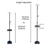 Heavy Duty Solid Base IV Pole Stand with 4 Hooks,Intravenous Foldable IV Poles Costume IV Bag Stand Portable Floor Stand Feeding Tube Holder with Tray, for Pediatric Nursing Clinic Home Care Travel