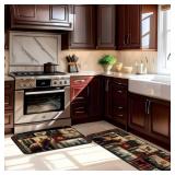 Bencailor Sets of 2 Christmas Bear Kitchen Rugs and Mats Non Slip Wildlife Rugs Washable Deer Wolf Animal Door Mats for Christmas Winter Cabin Home Floor Bathroom Decor Gifts, 29x17 and 47x17 inch