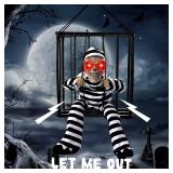 XIMISHOP Animated Halloween Decoration, Animated Skull Ghost Hanging Decoration Prop with Spooky Sound Sound & Touch Activated Sensor Prisoner Haunted House Decor for Home Indoor Outdoor Decoration