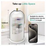 QIYVLOS Toothbrush Holders with Sliding Lid, Rotating 3 Slots Bathroom Organizer Countertop, Tooth Brush Toothpaste Holder Bathroom Counter Stand Sink Organizer Caddy for Vanity Makeup Brushes Holder