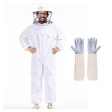 Professional Bee Suits for Men Women Sting Proof with Round Veil, Sting-Proof Full Body Protection Beekeeping Suit with Glove, Safety Ventilated Bee Keeper Suit(Beekeeper Gear)